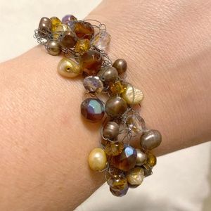 Multi-Stone and Bead Wire Bracelet